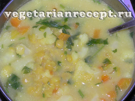 Гороховый суп с овощами без мяса