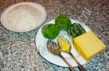 продукты для приготовления риса со шпинатом