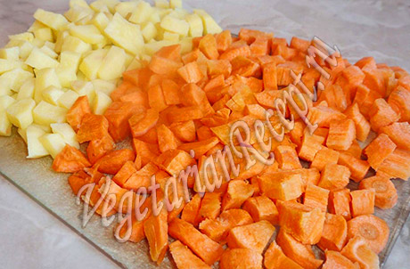 картофель с морковью кубиками
