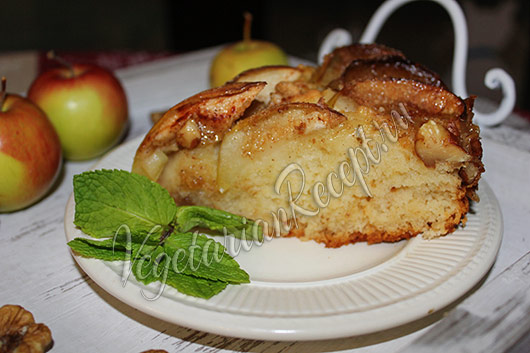 пирог с яблоками и орехами