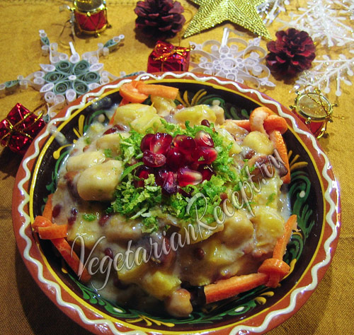 фруктовый салат с орехами и сгущенкой