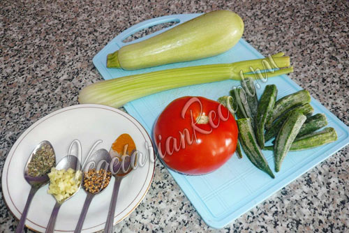 бамия, рис и овощи для супа